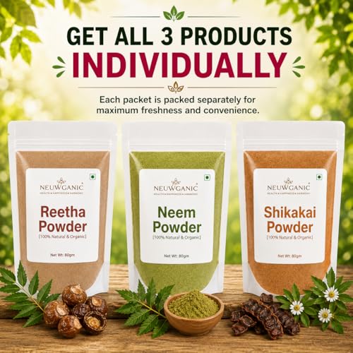 Image of Anti-Dandruff Hair Care Kit | Neem, Reetha & Shikakai Powder Combo | Helps Reduce Dandruff, Cleanses Scalp & Maintains Scalp Hygiene | Natural Hair Care for Men & Women