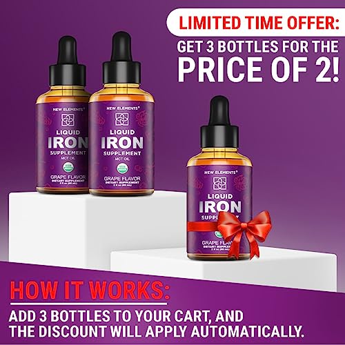 Iron Supplement for Women & Men Free Blood Builder, Iron Vitamin for Anemia USDA Organic Liquid Iron Drops for Adults with MCT Oil, Natural Grape Flavor, Faster Absorption & Immune Support, 2 Fl Oz - Image 3