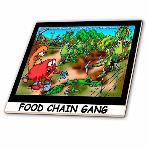 3dRose Londons Times Funny Food Coffee Other Digestibles - Food Chain Gang - 4 Inch Ceramic Tile (ct_2345_1)