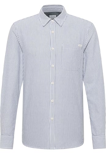 MUSTANG Estilo Edimburgo Camisa Abotonada, Dark Blue Stripe 12671, L Hombres