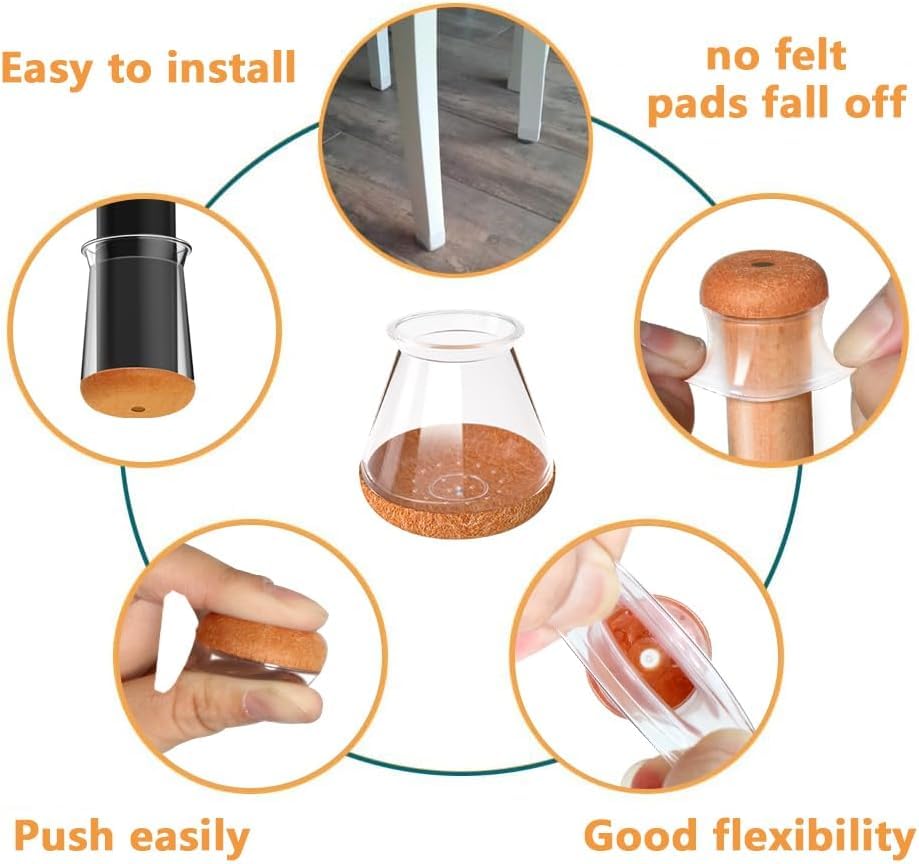 Image of 20 PCS Chair Leg Floor Protectors, Silicone Chair Leg Caps, Round Covers for Hardwood, Protect Wooden Floors from Scratches and Noise Reduction-Small (Fit Diameter: 13-22.9 mm)