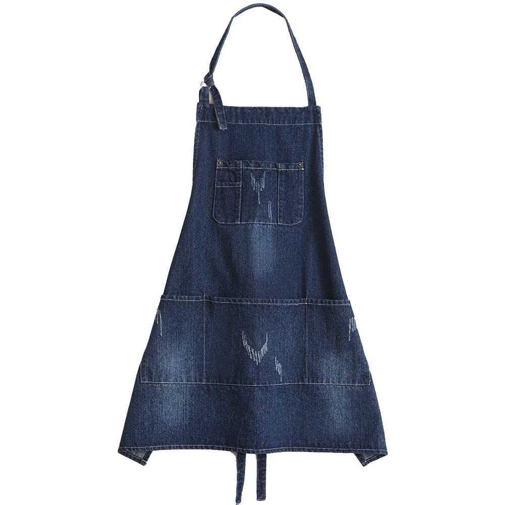 エプロン デニム 青 ブルー メンズ 大人 新品 おしゃれ 軽量 無地 家庭菜園 デニムエプロン 男女兼用 可愛い エプロン シンプル 青 ブルー 無地