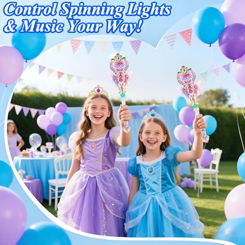 Image of PATPAT Light-Up Princess Magic Wand with Music, USB Rechargeable LED Fairy Magic Stick with Heart Crown & Angel Wings, Fantasy Role-Play Magical Stick Costume Party, Cosplay, Pretend Play & Gifting