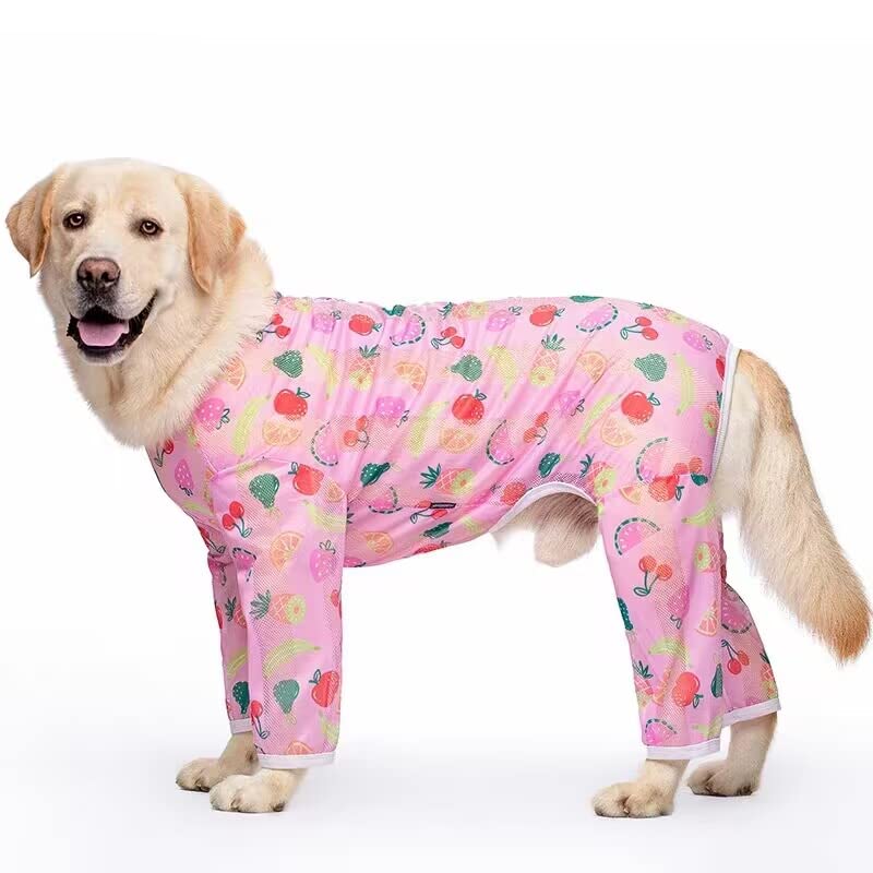Dog Clothes for Medium Large Dogs, Anti-Hair Apparel Dog Onesie Sunscreen Cooling Pet Four-Legged Jumpsuit Pajamas Dog Shirt_30(Pink Fruit)