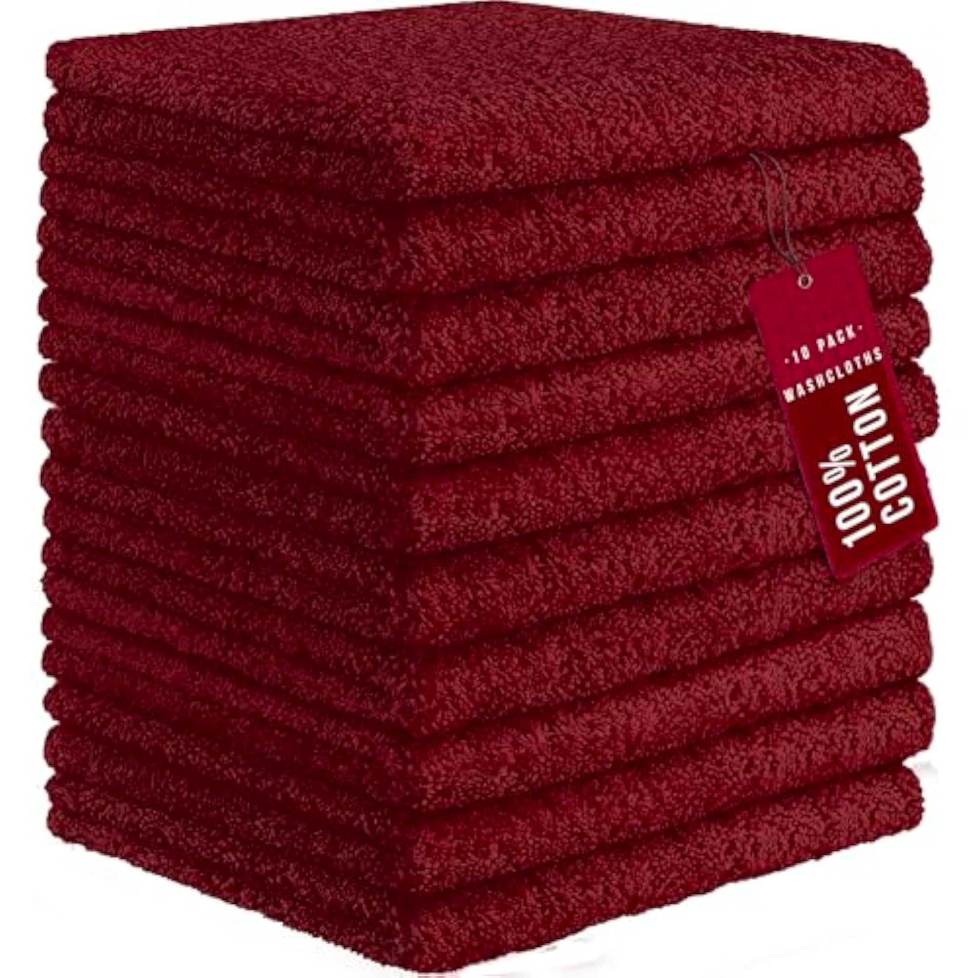 10 Pack Luxurious Cotton Wash Cloths, Ultra Absorbent