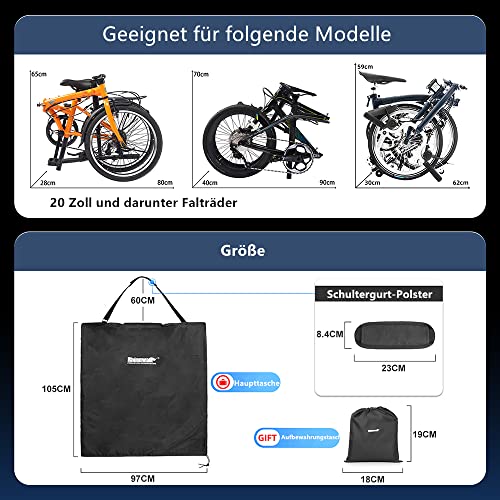 SUNTTELF Ultraleichte Faltbare Fahrradtasche 20 Zoll Fahrrad Tragetasche Reise Tragetasche Fahrrad Transporttasche für Auto Zug Flugreisen tragbar (Typ 3-20 Zoll)