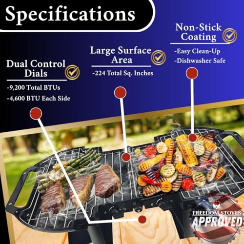 Image of Freedom Stoves Portable Gas Grill & Griddle Combo, 9,200 BTU