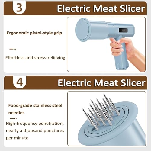 MYFTNP Ablandador De Carne Eléctrico, Kit Comercial para Ablandar Carne, Motor Potente, Textura Uniforme, Sabor Profundo, Fácil De Limpiar, para Ablandar Filetes, Res Y Pollo - imagen 7