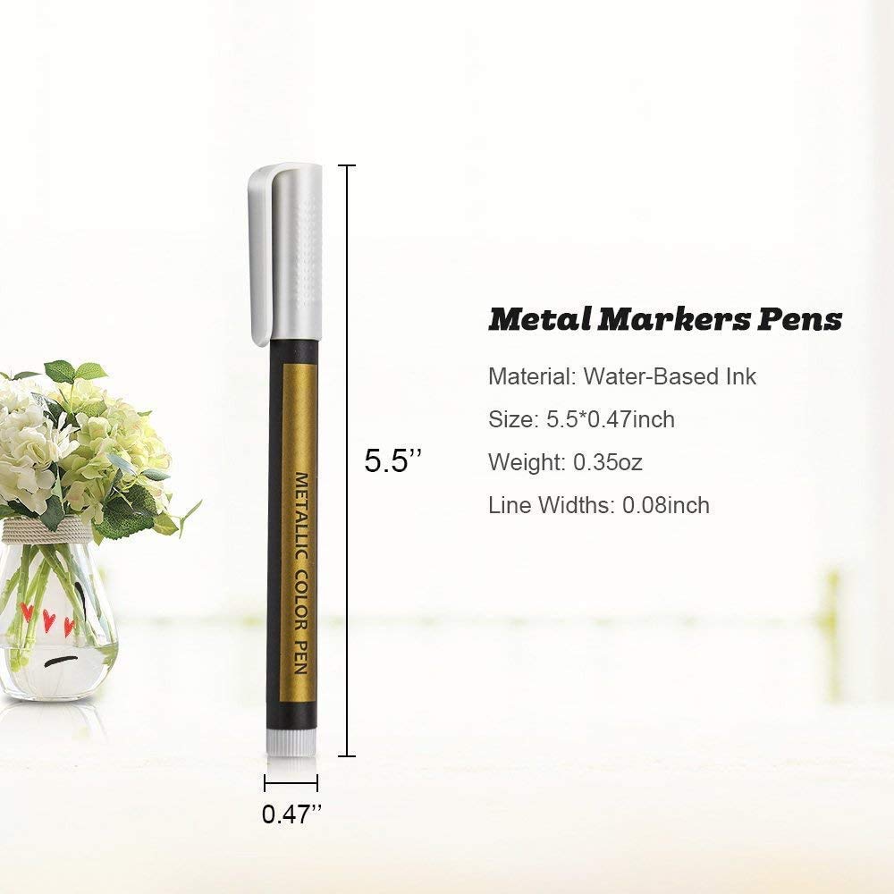 APOGO Metallic Marker Pens Metallic Pens, Arts and Crafts for Teenages, 10 Colours Glitter Pens for Black Paper, Scrapbook Accessories, Gift Card Making, Art Supplies for Teenage Girls