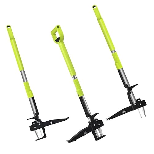 qudkdhs Standing Weed Puller Tool with Long Handle, Green and Black, Steel Construction, Ergonomic Design for Garden and Lawn Care - Image 3