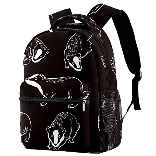Petit sac à dos motif blaireau noir pour fille garçon femme