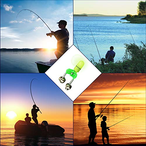 Kimroo Fishing Bite Alarm Night Led Light Rod Tip With Twin Bells Fishing Tackle Light Clip Indicator On Fishing Rod (20Pcs) #TOP5