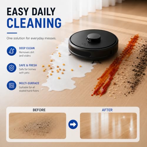 Image of Multi-Surface Floor Cleaning Solution for ECOVACS DEEBOT X11 /X9 /X8 /X5 /X2 /X1 /T80 /T50 /T30 /T20 /T10 /N30 /N20 /Series and all other Robot Vacuum Cleaners,Deep Cleans for Multiple Hard Floors, (33.8 Fl oz)