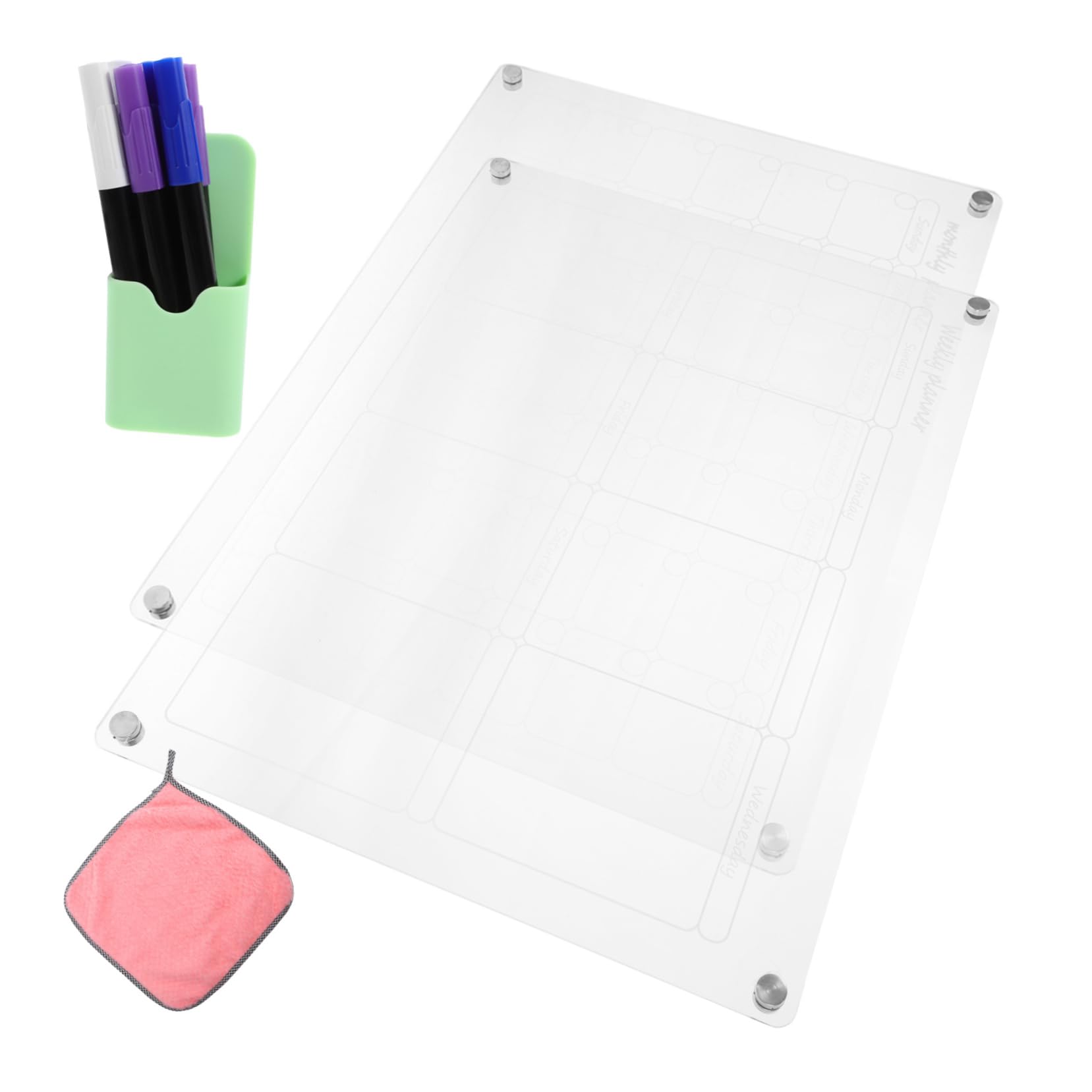 TEHAUX Calendario de Borrado Seco Transparente Magnético para Planificar Comidas Semanales el Refrigerador Pizarra para Organizar Cenas Mensuales