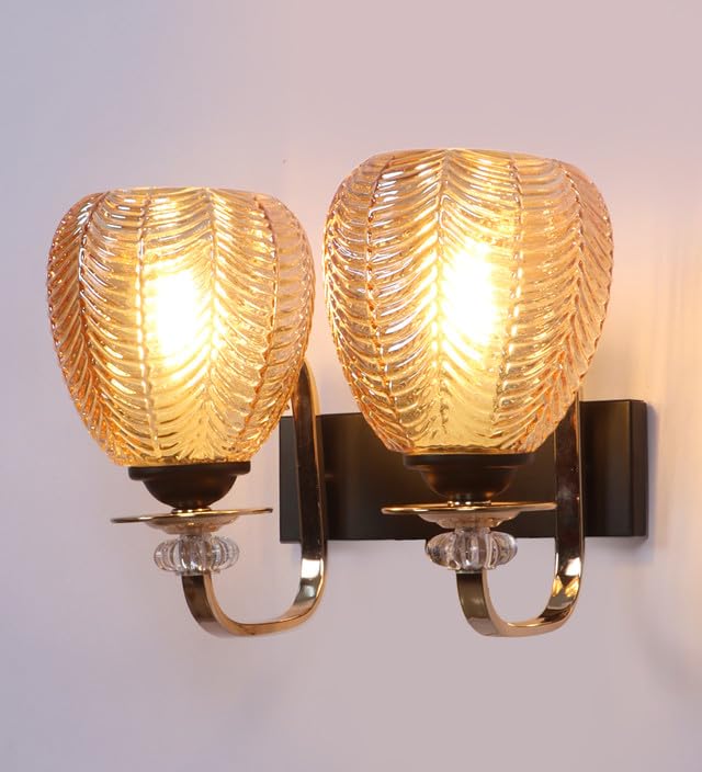 Image of ELAINTE Premium Wall Light | | Elegant Glass Wall Lamp for Living Room & Hallway | 3 Years Warranty | Free Bulb (Twin-Double)