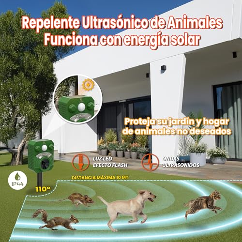 Ultraschall-Schreck für den Außenbereich, Katzenabwehr, Vogelabwehr, Hunde, Wildschweine, Tiere, Garten, Anti-Katzenschreck, Bewegungssensor, wasserdicht, Solarladung, USB, Schutz für Haustiere