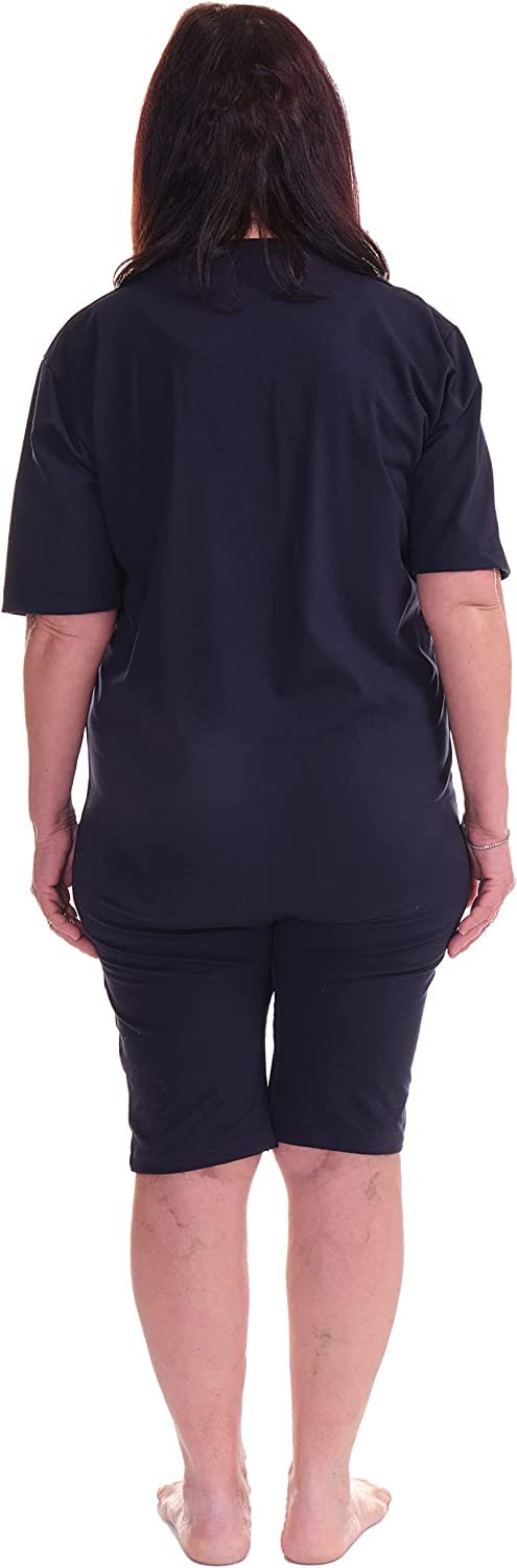 FERRUCCI COMFORT Bawełniane body sanitarne z zamkiem błyskawicznym wewnętrzna letnia noga, Unisex - 9076 - Made in Italy