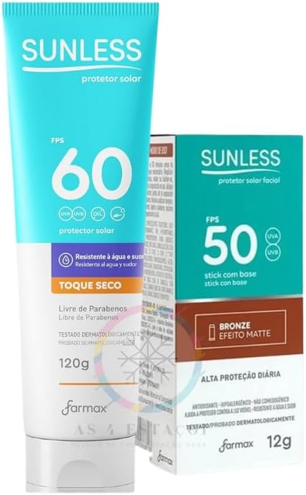 kit Protetor Solar Facial Bastão Bronze + Protetor Solar Corporal FPS 60 120g