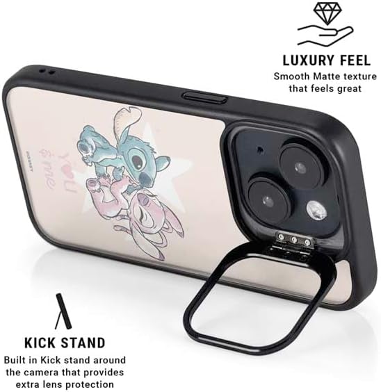 Skinit Kickstand Phone Case Compatible with iPhone 13 - Officially Licensed Disney Lilo and Stitch Stitch and Angel Design