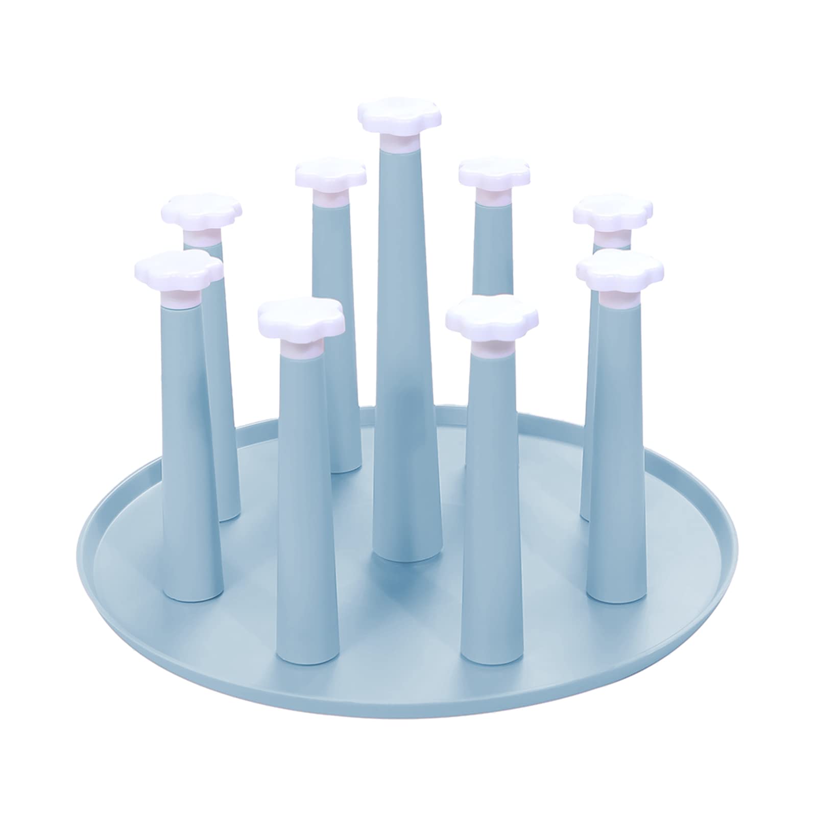 Glass Cup Drying Holder, Water Mug Drainer Stand, Straw Bottle Drying Organizer Holder Tree, Draining Drying Organizer Storage Rack, Home Kitchen Supplies Utensil - 9 Cups Stand, Blue