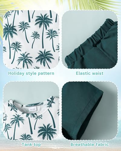 Image of NZRVAWS Toddler Baby Boy Summer Clothes 2Pcs Shorts Set Sleeveless Tank Tops Hawaiian T-Shirt Cute Boys Clothing Set
