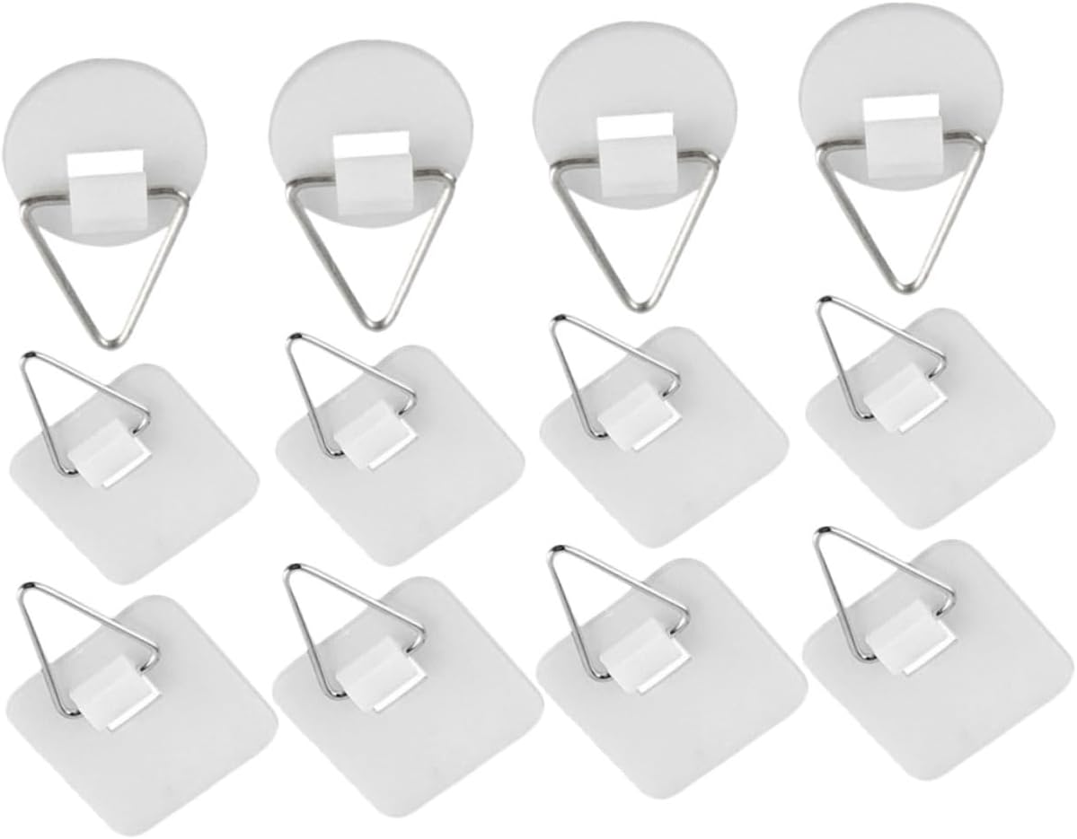 60Pcs Adhesive Plate Hangers for Wall Plastic Vertical Plate Holders Strong Sticky Hooks for Displaying Plates Picture Frames and Wall Art