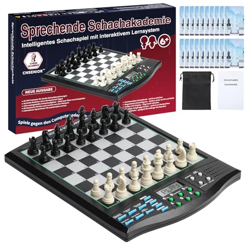 CNSENIOR Elektronischer Schachcomputer mit Sprachtrainer & KI – Magnetisches Schachbrett mit Interaktivem Lernsystem – Für Anfänger, Fortgeschrittene, Kinder & Erwachsene (Deutsch)