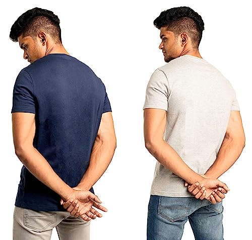 Image of Amazon Brand - Nora Nico Half Sleeve Round Neck 100% Cotton Tshirt for Mens Pack of 2 Regular Fit Printed T-Shirts Combo