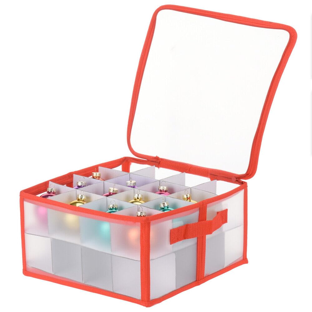 URBNLIVING 27/32/112 Pcs Compartment Christmas Bauble Storage Box Decoration Ornament Organiser Accessories Box with Lid - Christmas Tree Bauble Decorations Bag