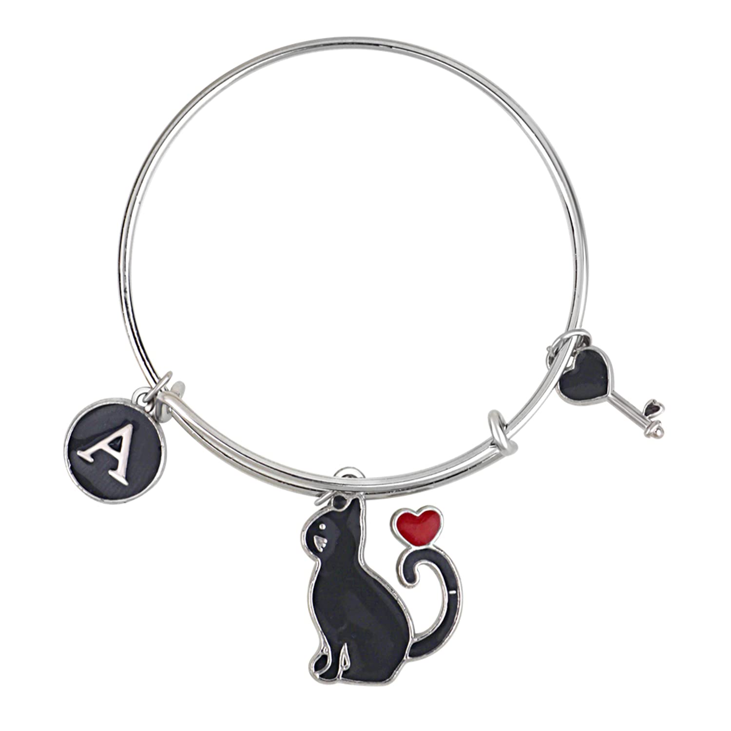 Mahi A Letter Cat & Lock Shaped Rhodium Plated Enamel Work Charms Kids Bracelets for Kids (BRK1101001R) (B0BHZKFV19) Amazon Price History, Amazon Price Tracker