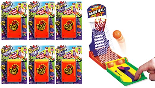 JA-RU Pocket Travel Mini Basketball Game for Kids (6 Pack) - Handheld Mini Finger Basketball Shooting Game, Tabletop Toys, Party Favors, Classroom Prizes & Goodie Bag Stuffers. 3255-6s