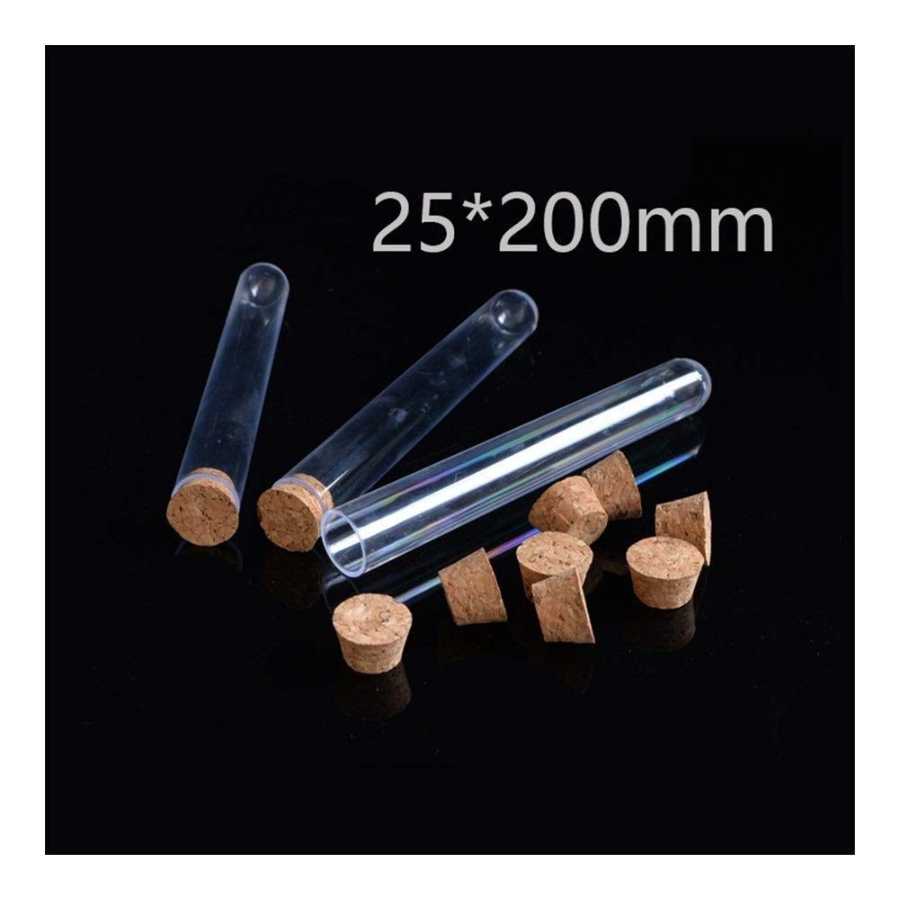 BATLAM kleine Reagenzgläser, 10 Stück Labor-Reagenzgläser, transparentes Glas-Reagenzglas-Set, mit Korkstopfen, 25 x 200 mm, einfach zu bedienen