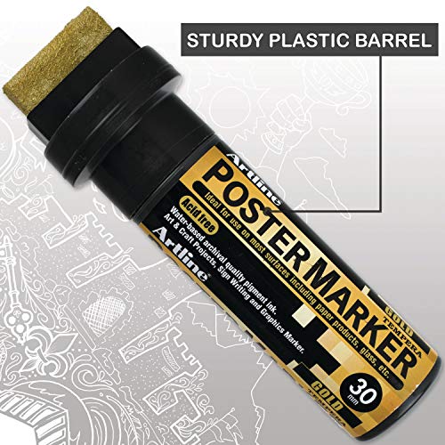 Artline Poster Markers, 30 Mm Writing Width, Metallic Colors, 4 Pack (Epp-30-4W4) #TOP3