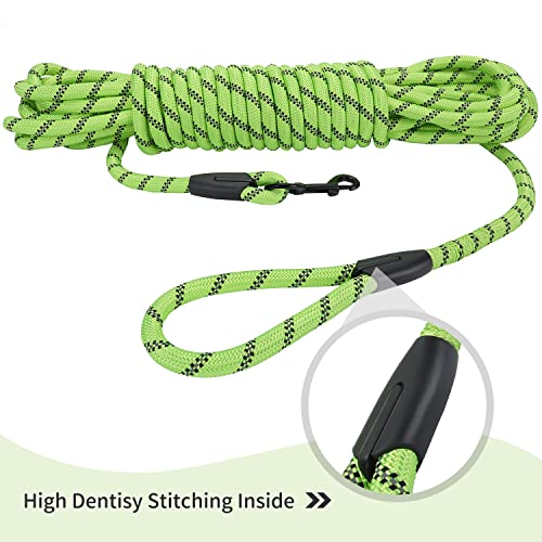 Image of Long Dog Leash for Training 15Ft-Reflective Nylon Rope with Swivel Hook-Recall Agility Lead for Large Small Medium Dogs Outside Walking Hiking-Green