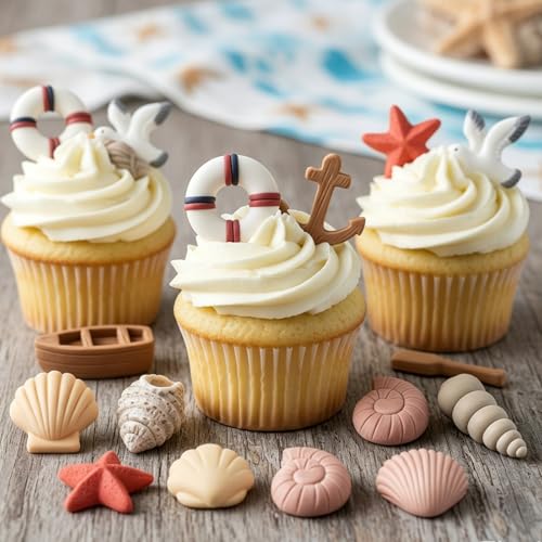 Molde de silicona para chocolate con tema oceánico, pack 2 miniatura 4