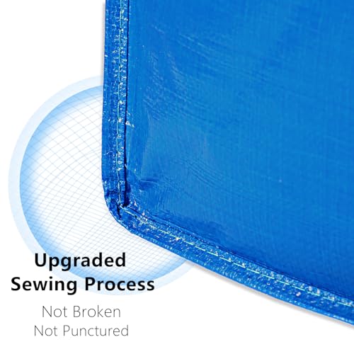 Extra Large Heavy Duty Moving Bags - 4 Pack with Strong Handles & Backpack Straps, Space-Saving Storage Alternative Compatible with Ikea Frakta Cart - Blue