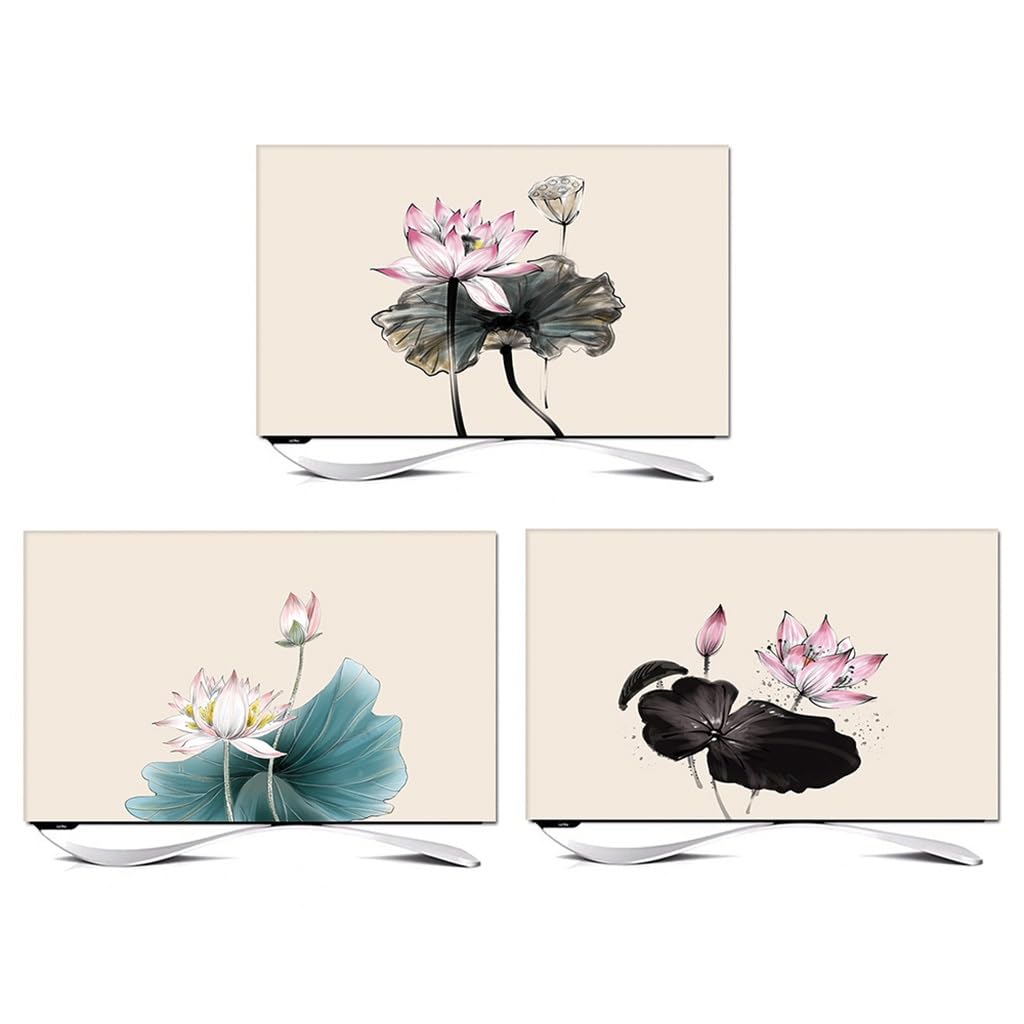 LOGSEE Housse TV 32-80inch Computer Covers, Lotus Pattern Thickened Flannel TV Screen Protective Covers, TV/Computer Monitor Cover (Color : A, Size : 75in(175 * 100cm