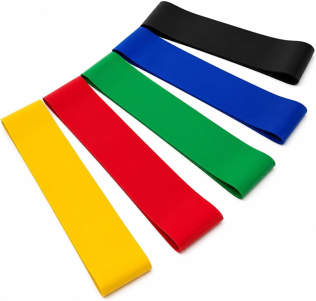 Kit 5 Faixas Elásticas de Resistência para Musculação, Treino Funcional, Alongamento, Pilates, Yoga e Fisioterapia, Exercícios em Casa, Academia e Reabilitação Corporal