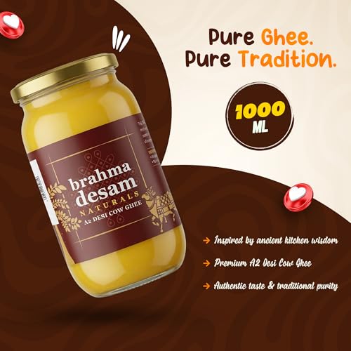 Image of Brahmadesam A2 Cow Ghee 1000 Ml | Pure and Natural Desi Cow Ghee | Everyday A2 Ghee for Cooking & Daily Use | Glass Jar