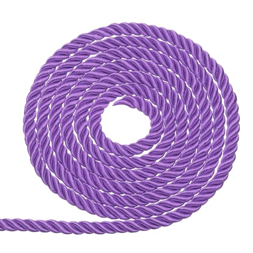 uxcell Twisted Cord Trim, 5mm/11 Yard Trim Cord Rope 3-Ply Polyester Silk Twine Braided Rope for Home Decor Graduation, Dark Purple