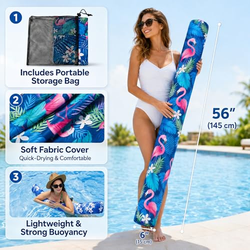 Thick Inflatable Pool Noodles 2-Pack, Replace Noodles Foam, with Portable Travel Bag, Soft Fabric-Covered Quick-Drying Swim Float Toys, Water Toy for Adults - image 4