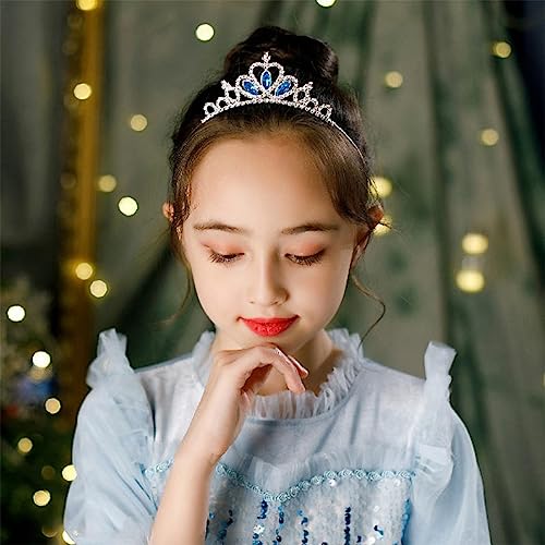 PLABBDPL ELSA Tiara Kristallkrone mit Strasskamm für Brautkrone,Hochzeit,Abschlussball,Festzug,Prinzessinnenpartys,Hochzeit Tiara,Diadem Kinder,Prinzessin Kronekrone, Damenkrone Geburtstag Partys