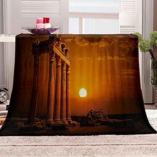 Couverture microfibre douce 3D bâtiments crépuscule haut de gamme - 2
