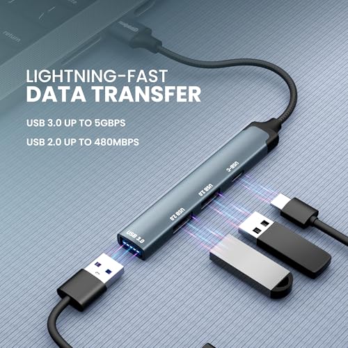 Image of SAL-DS-44C 4-in-1 USB Hub Adapter with USB 3.0x1, USB 2.0x2, USB-C 2.0x1, 5Gbps High-Speed Transfer, Aluminium Alloy Body, Lightweight Plug & Play Design for PC, Laptop, Smartphone, Tablet