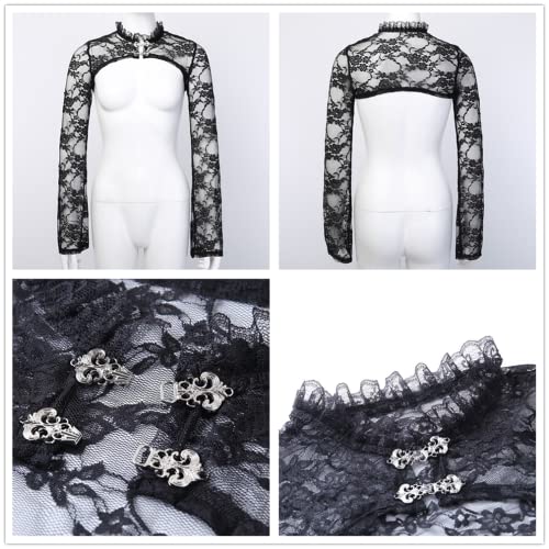Image of Goth Shrug Black Gothic Victorian Shrugs Crop Top For Women