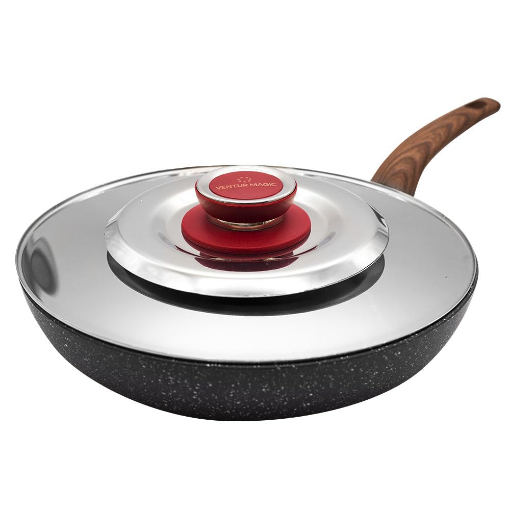 Coperchio Magico Antiodore Ø35 cm Ventur Magic in Acciaio Inox Pomolo in Bachelite Cooker Rosso