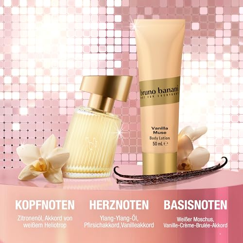 bruno banani Vanilla Muse Eau de Parfum for Women and Perfumed Body Lotion Vanilla Fragrance Attractive and Feminine 30ml 50ml