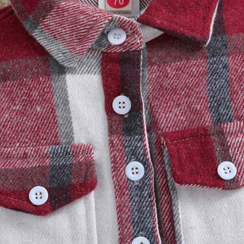 Betadog Boys Girls Long Sleeve Plaid Shirts Flannel Lapel Button Down Shacket Jacket Coats Winter Fall Tops3