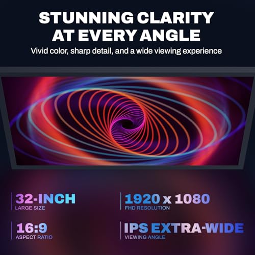 Image of 32 inch Large Digital Picture Frame, 64GB, Anti-Glare Non-Touch, WiFi Wall-Mount Frame for Home /Business, 1920x1080 FHD, Share via App, Email, USB & Micro SD, Remote Included, Black