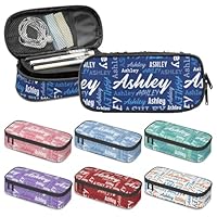 Personalized Pencil Case with Name for Boys Girls Kids, Custom Name Pencil Pouch Pen Bag, Customized Blue Pencil Box for School Office